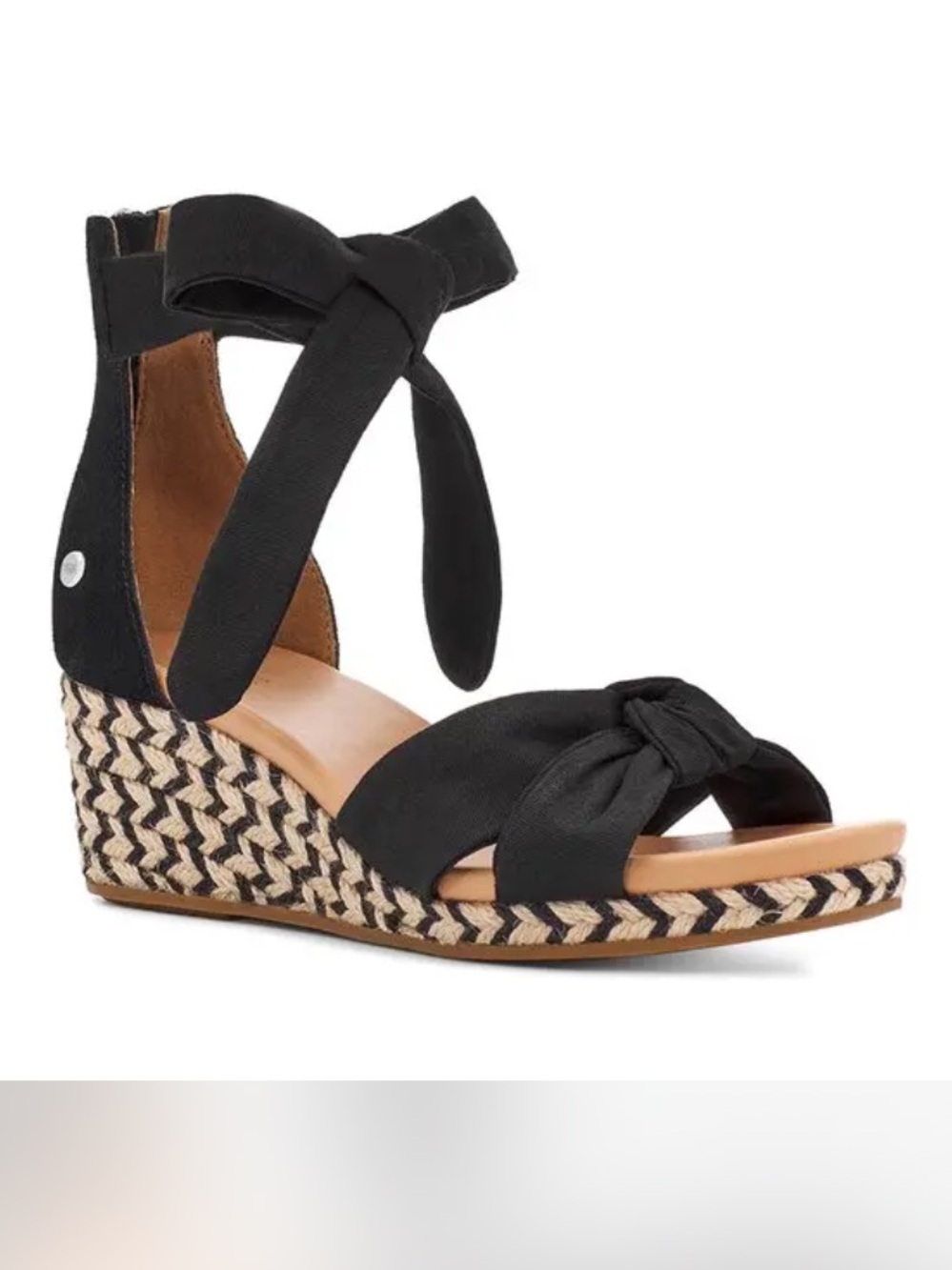 UGG Yarrow Black Canvas Espadrille Wedge